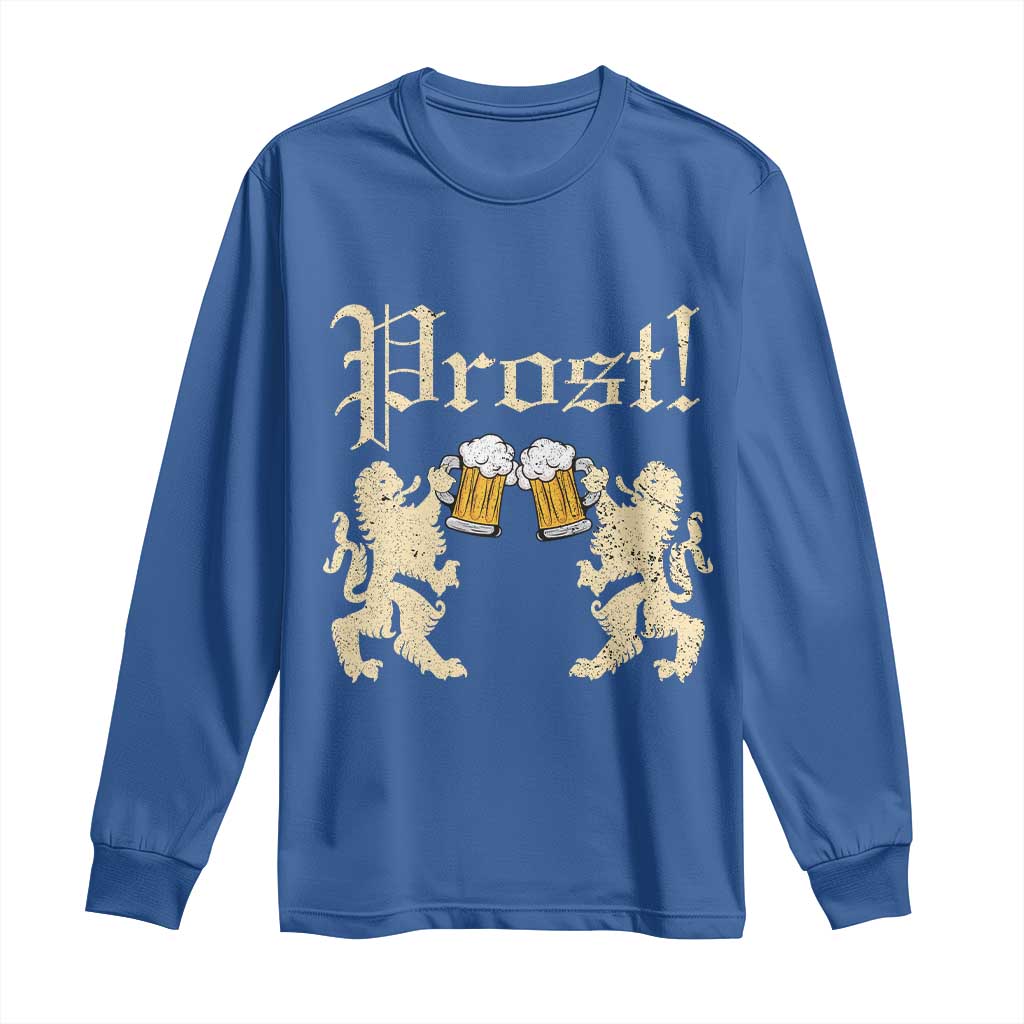 German Prost Long Sleeve Shirt Lion Cheers Beer Drinking Oktoberfest TS11 Royal Blue Print Your Wear