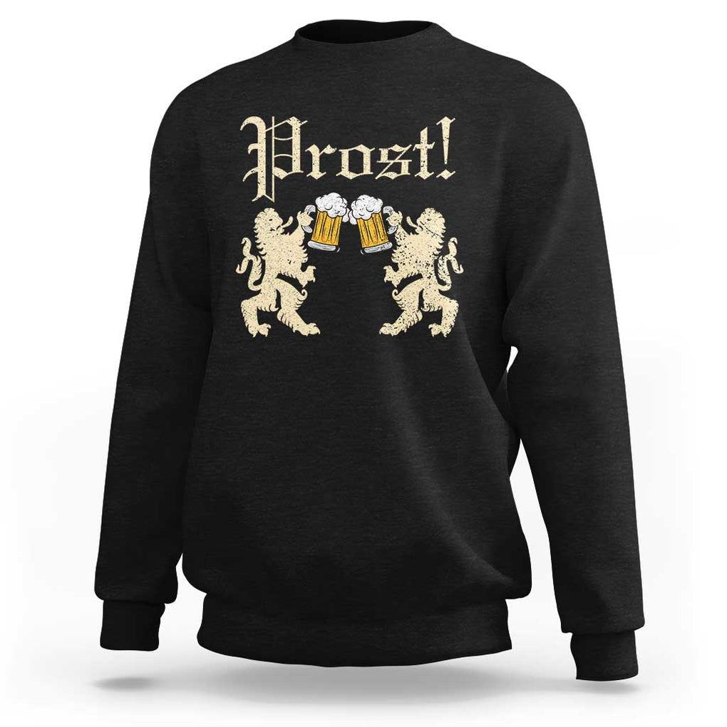 German Prost Sweatshirt Lion Cheers Beer Drinking Oktoberfest TS11 Black Print Your Wear