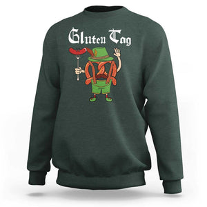 Funny Pretzel Sweatshirt Guten Tag Lederhosen Bratwurst Oktoberfest TS11 Dark Forest Green Print Your Wear