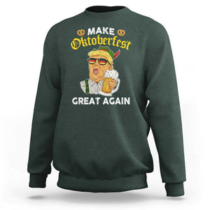 Funny Trump Beer Sweatshirt Make Oktoberfest Great Again Pretzels TS11 Dark Forest Green Print Your Wear