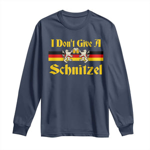 Funny Oktoberfest Long Sleeve Shirt I Don't Give a Schnitzel German Lion Beer TS11 Navy Print Your Wear