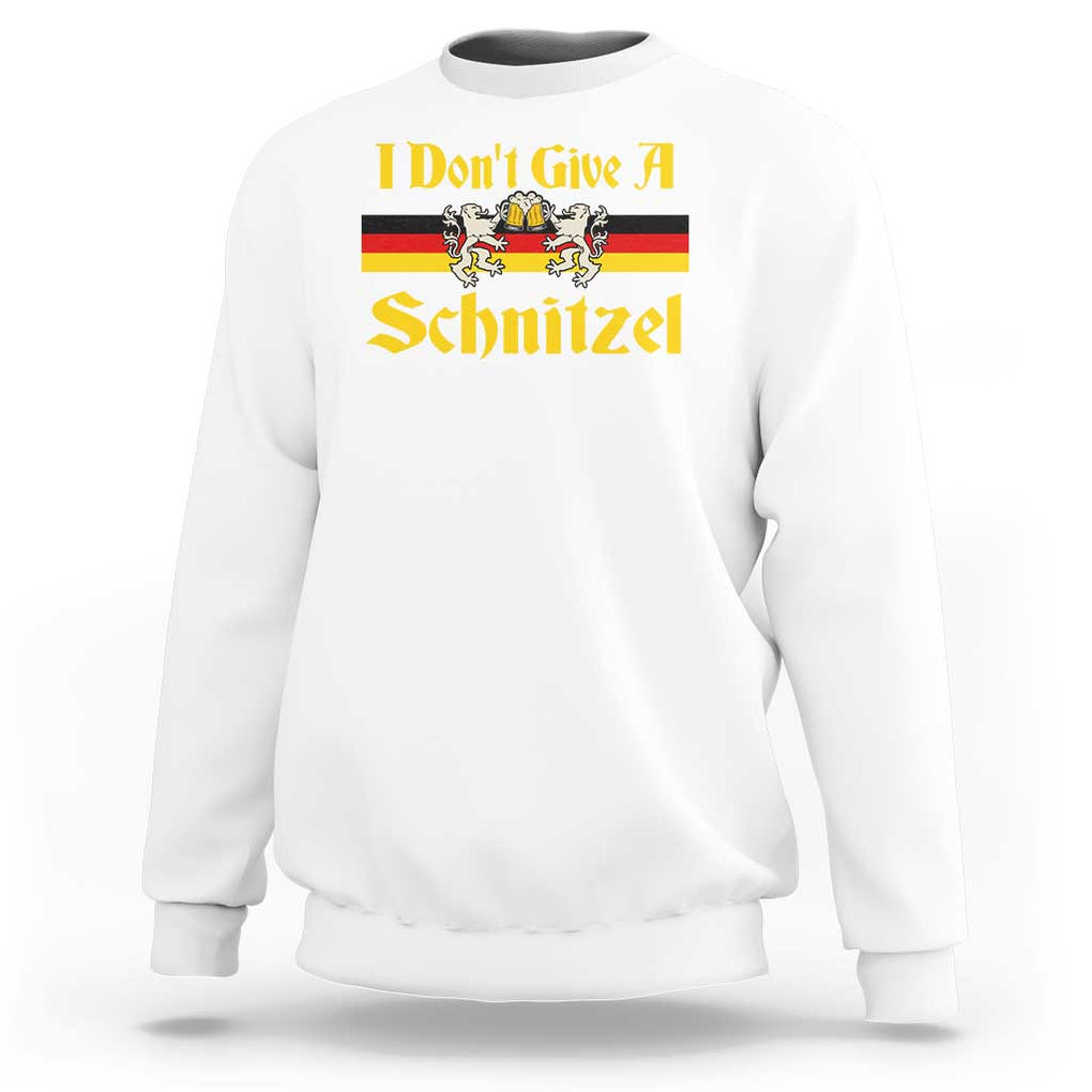 Funny Oktoberfest Sweatshirt I Don't Give a Schnitzel German Lion Beer TS11 White Print Your Wear