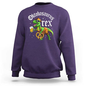 Funny Oktoberfest Dinosaur Sweatshirt Oktobasaurus Rex Lederhosen Bavarian Beer TS11 Purple Print Your Wear