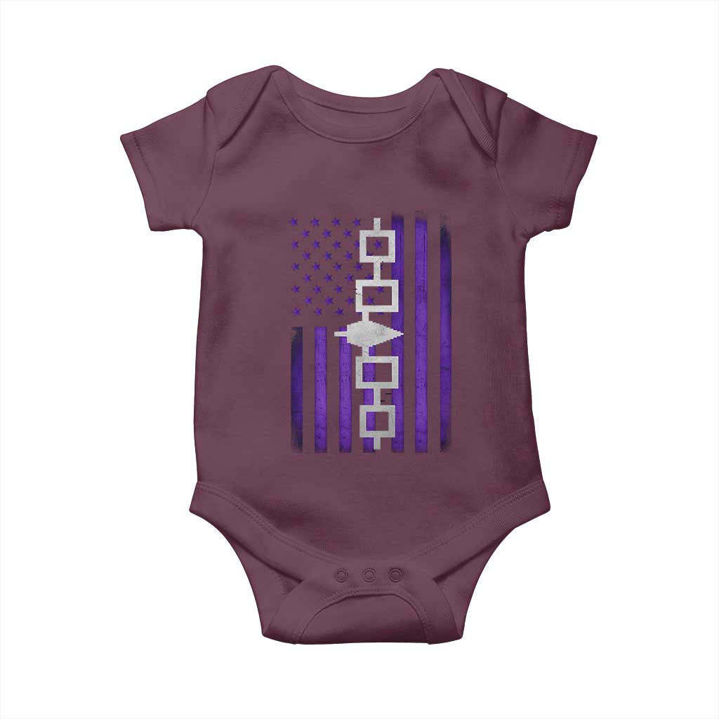 Haudenosaunee Iroquois Pride USA Flag Native American Baby Onesie TS11 Maroon Print Your Wear