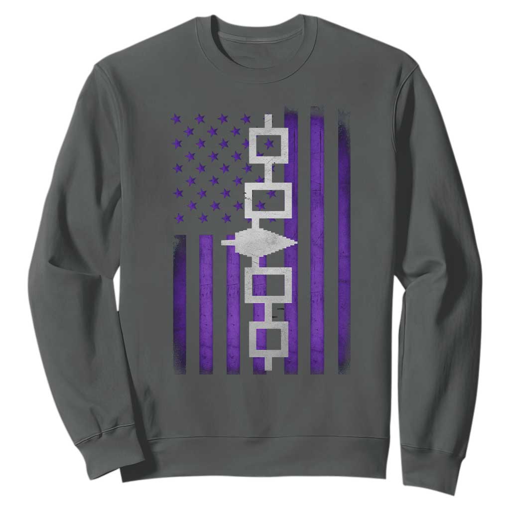 Haudenosaunee Iroquois Pride USA Flag Native American Sweatshirt TS11 Dark Heather Print Your Wear
