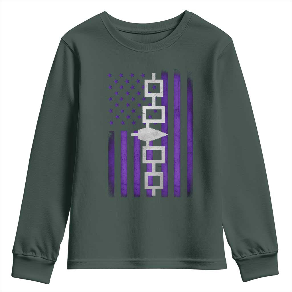 Haudenosaunee Iroquois Pride USA Flag Native American Youth Sweatshirt TS11 Dark Forest Green Print Your Wear