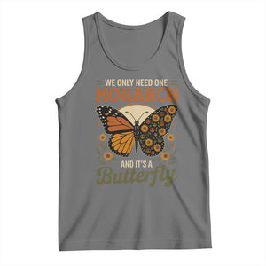 We Only Need One Monarch And Its A Butterfly Tank Top Retro Peace Sign Flowers TS11 Black Heather Print Your Wear