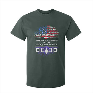 American Grown With Iroquois Roots T Shirt For Kid Tree USA Flag TS11 Dark Forest Green Print Your Wear