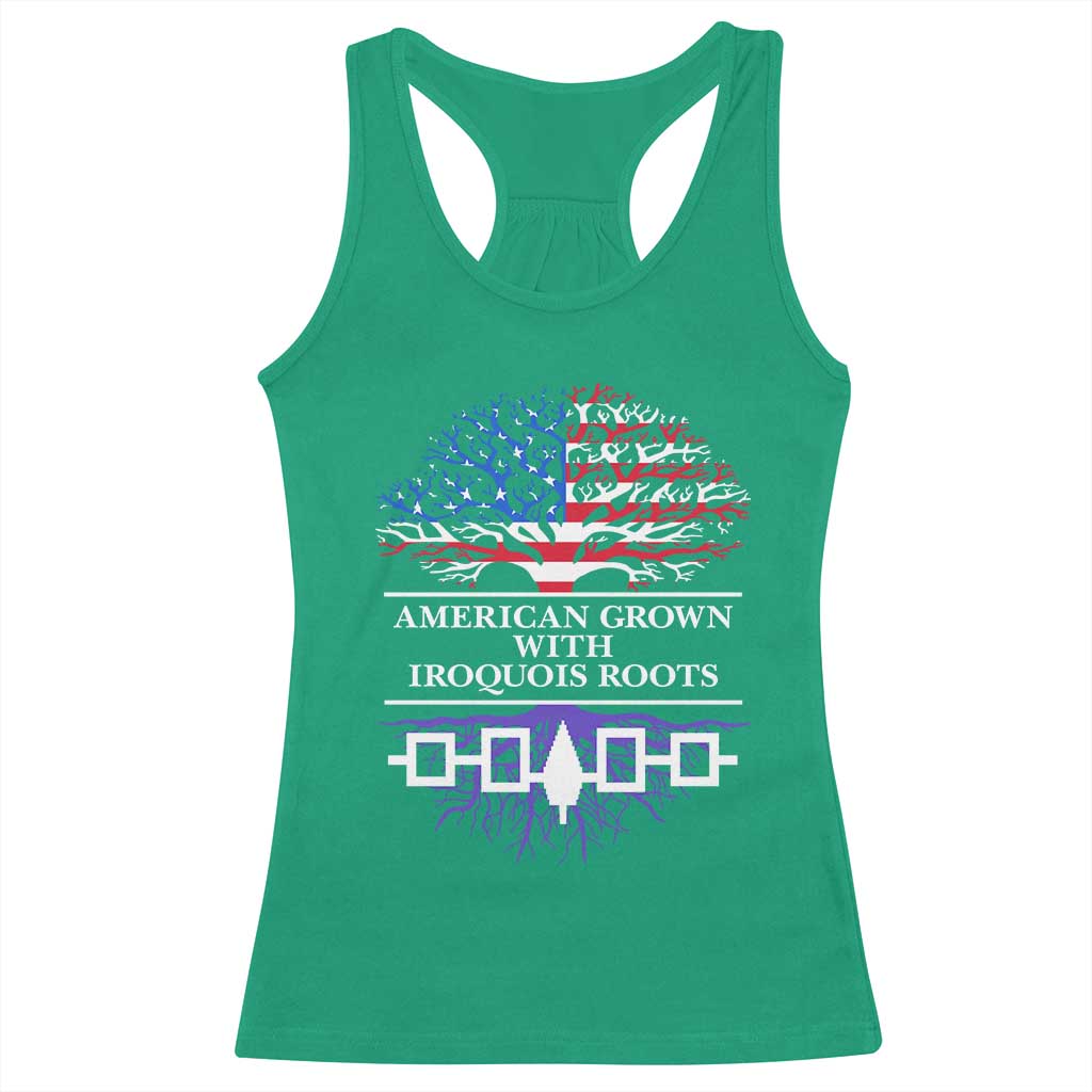 American Grown With Iroquois Roots Racerback Tank Top Tree USA Flag TS11 Irish Green Print Your Wear