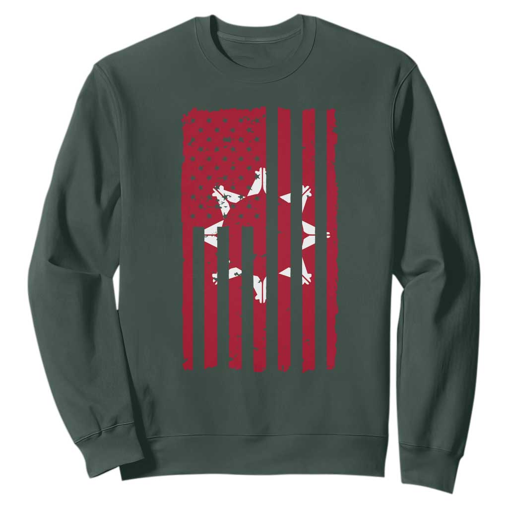 Oglala Lakota Sioux USA Flag Native American Sweatshirt TS11 Dark Forest Green Print Your Wear