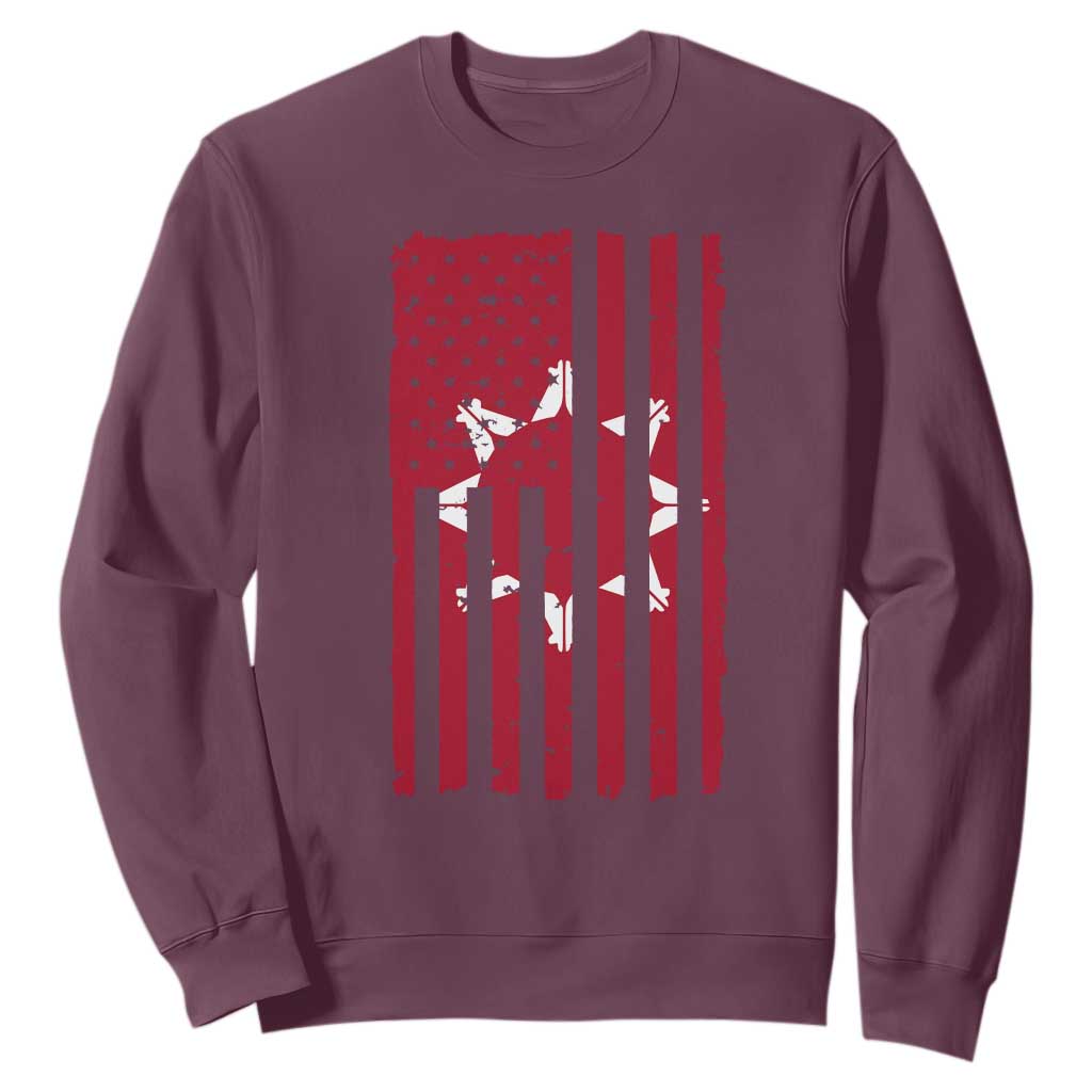 Oglala Lakota Sioux USA Flag Native American Sweatshirt TS11 Maroon Print Your Wear