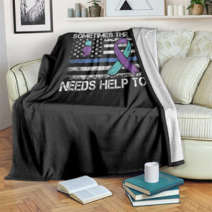 Police Suicide Awareness Throw Blanket Sometimes The Blue Need Help Too TS11 Print Your Wear
