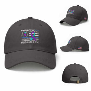 Police Suicide Awareness Baseball Cap Sometimes The Blue Need Help Too TS11 Baseball Cap Universal Fit Dark Gray Print Your Wear