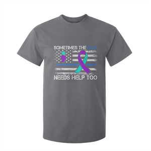 Police Suicide Awareness T Shirt For Kid Sometimes The Blue Need Help Too TS11 Charcoal Print Your Wear