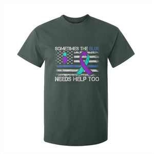 Police Suicide Awareness T Shirt For Kid Sometimes The Blue Need Help Too TS11 Dark Forest Green Print Your Wear