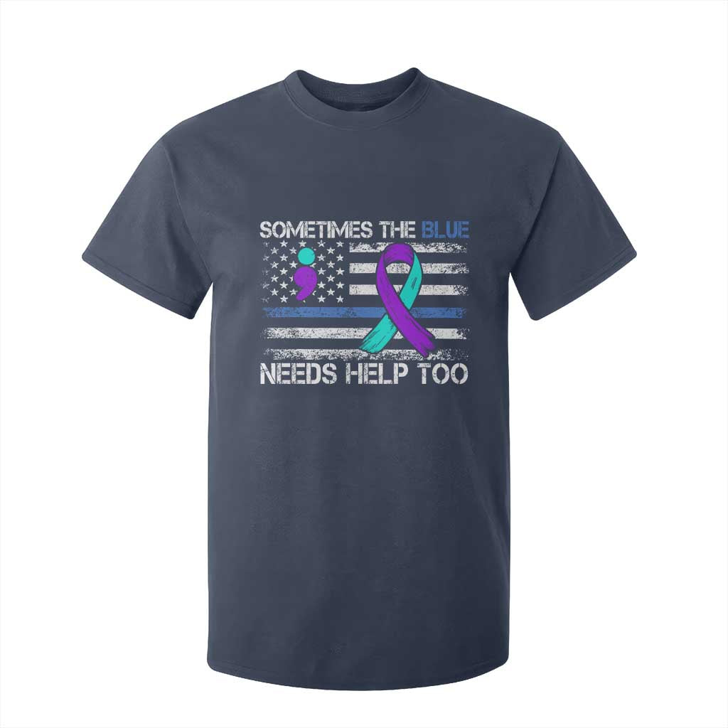 Police Suicide Awareness T Shirt For Kid Sometimes The Blue Need Help Too TS11 Navy Print Your Wear