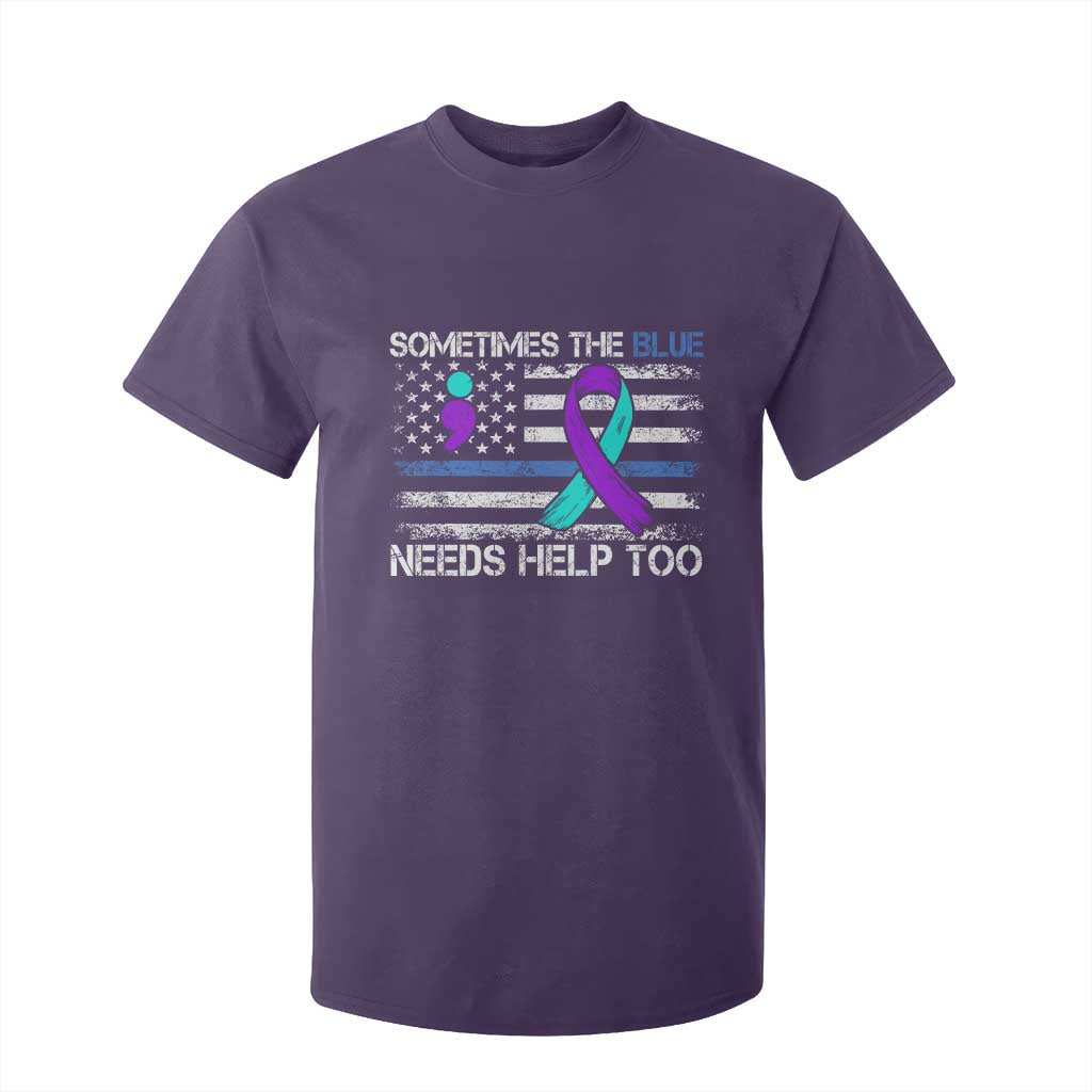 Police Suicide Awareness T Shirt For Kid Sometimes The Blue Need Help Too TS11 Purple Print Your Wear