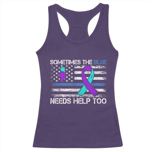Police Suicide Awareness Racerback Tank Top Sometimes The Blue Need Help Too TS11 Purple Print Your Wear