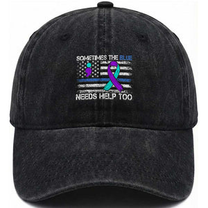 Police Suicide Awareness Washed Cotton Baseball Cap Sometimes The Blue Need Help Too TS11 Print Your Wear