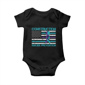 Construction Suicide Prevention Awareness Baby Onesie Mental Health American Flag TS11 Black Print Your Wear