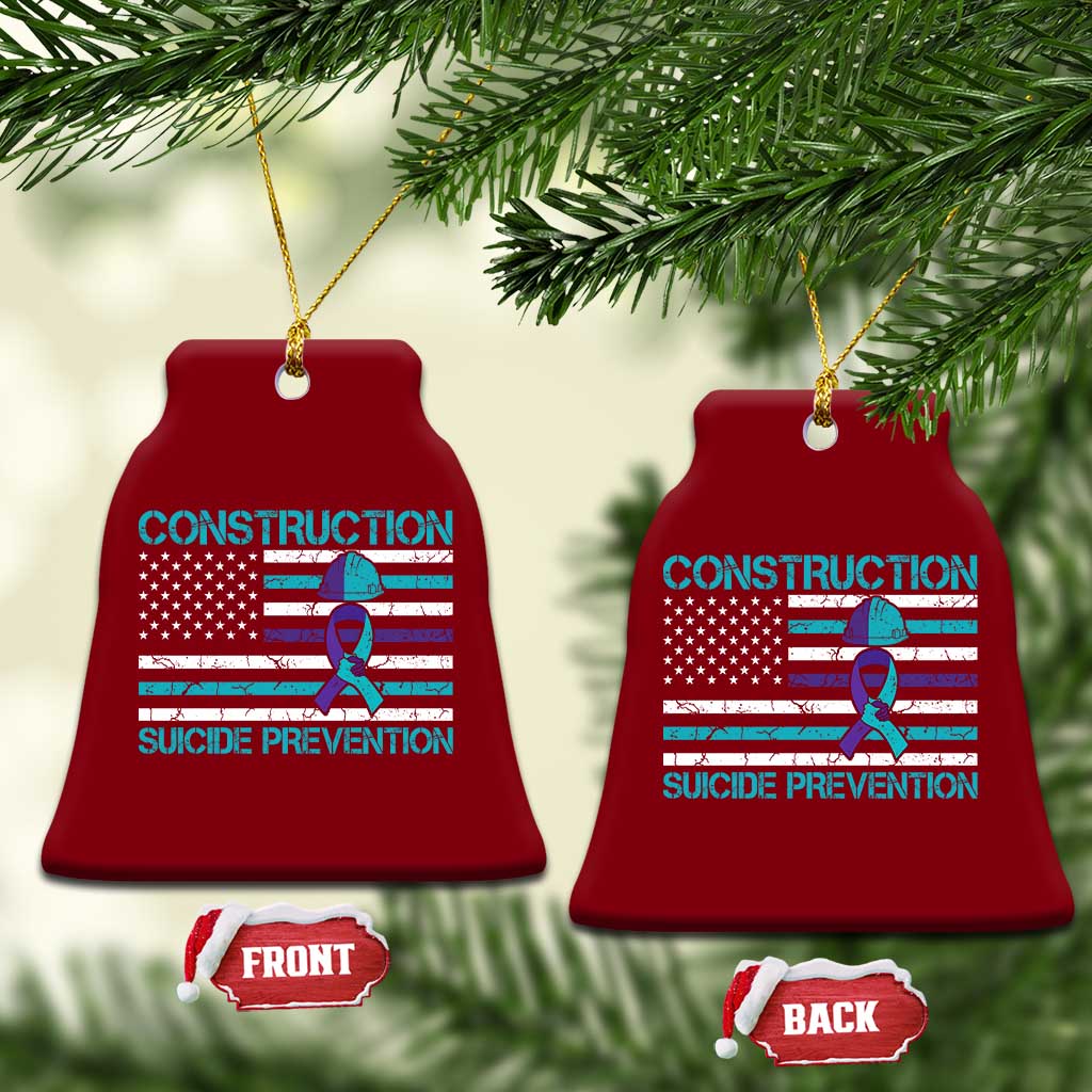 Construction Suicide Prevention Awareness Ceramic Ornament Mental Health American Flag TS11 Print Your Wear