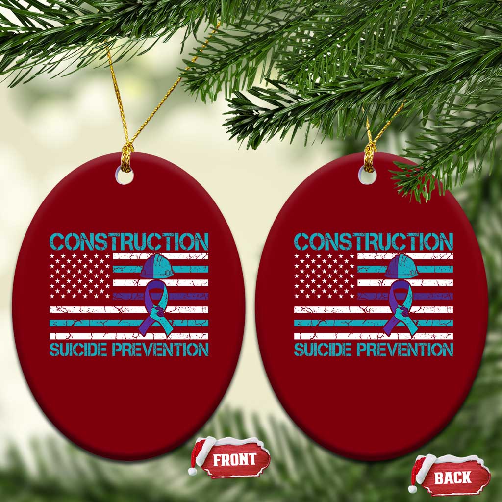 Construction Suicide Prevention Awareness Ceramic Ornament Mental Health American Flag TS11 Print Your Wear