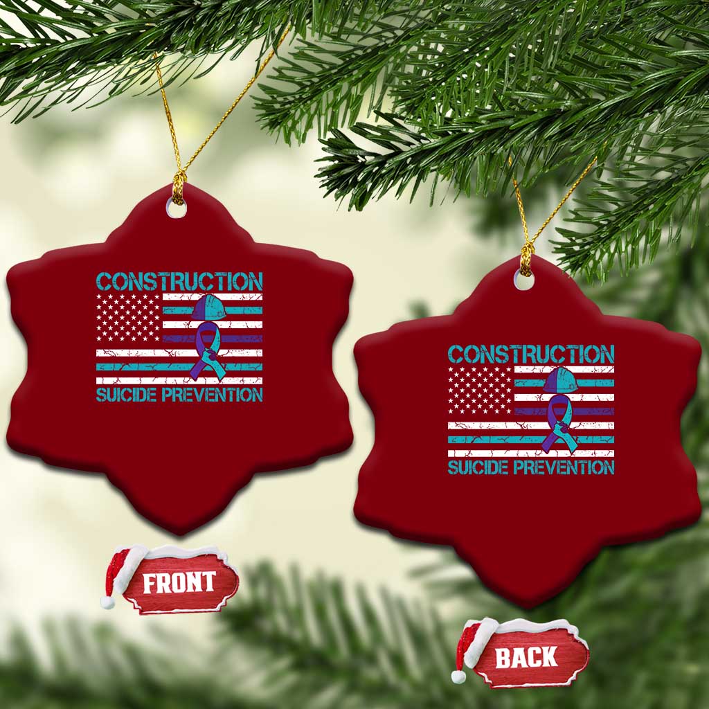Construction Suicide Prevention Awareness Ceramic Ornament Mental Health American Flag TS11 Print Your Wear