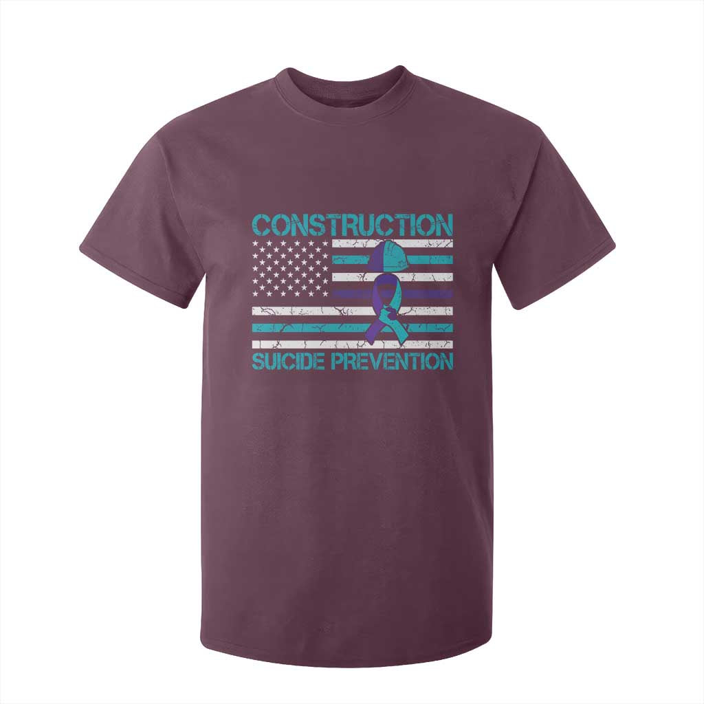 Construction Suicide Prevention Awareness T Shirt For Kid Mental Health American Flag TS11 Maroon Print Your Wear