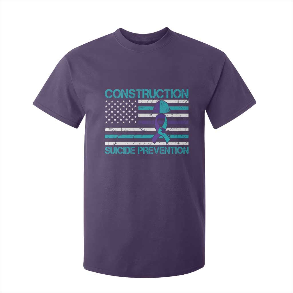 Construction Suicide Prevention Awareness T Shirt For Kid Mental Health American Flag TS11 Purple Print Your Wear