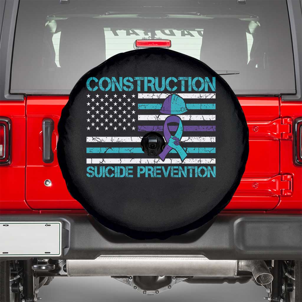 Construction Suicide Prevention Awareness Spare Tire Cover Mental Health American Flag TS11 Black Print Your Wear