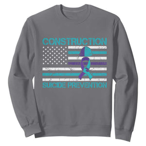 Construction Suicide Prevention Awareness Sweatshirt Mental Health American Flag TS11 Charcoal Print Your Wear