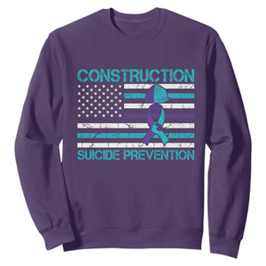 Construction Suicide Prevention Awareness Sweatshirt Mental Health American Flag TS11 Purple Print Your Wear