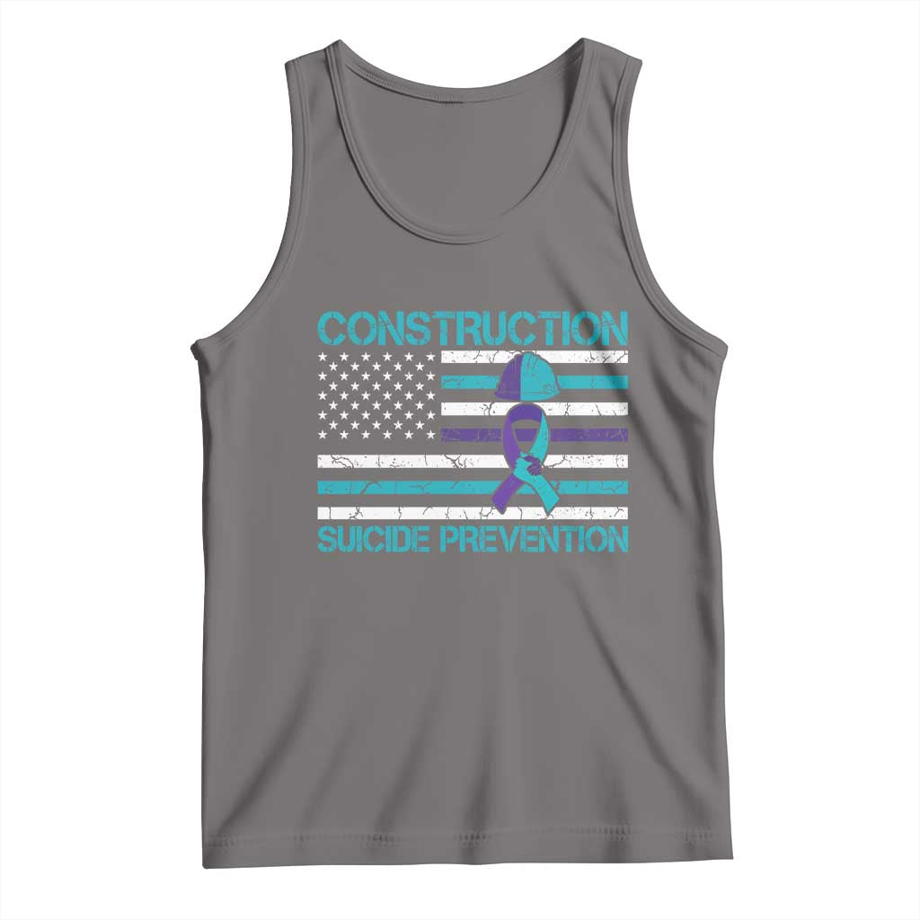 Construction Suicide Prevention Awareness Tank Top Mental Health American Flag TS11 Deep Heather Print Your Wear