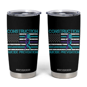 Construction Suicide Prevention Awareness Tumbler Cup Mental Health American Flag TS11 Black Print Your Wear