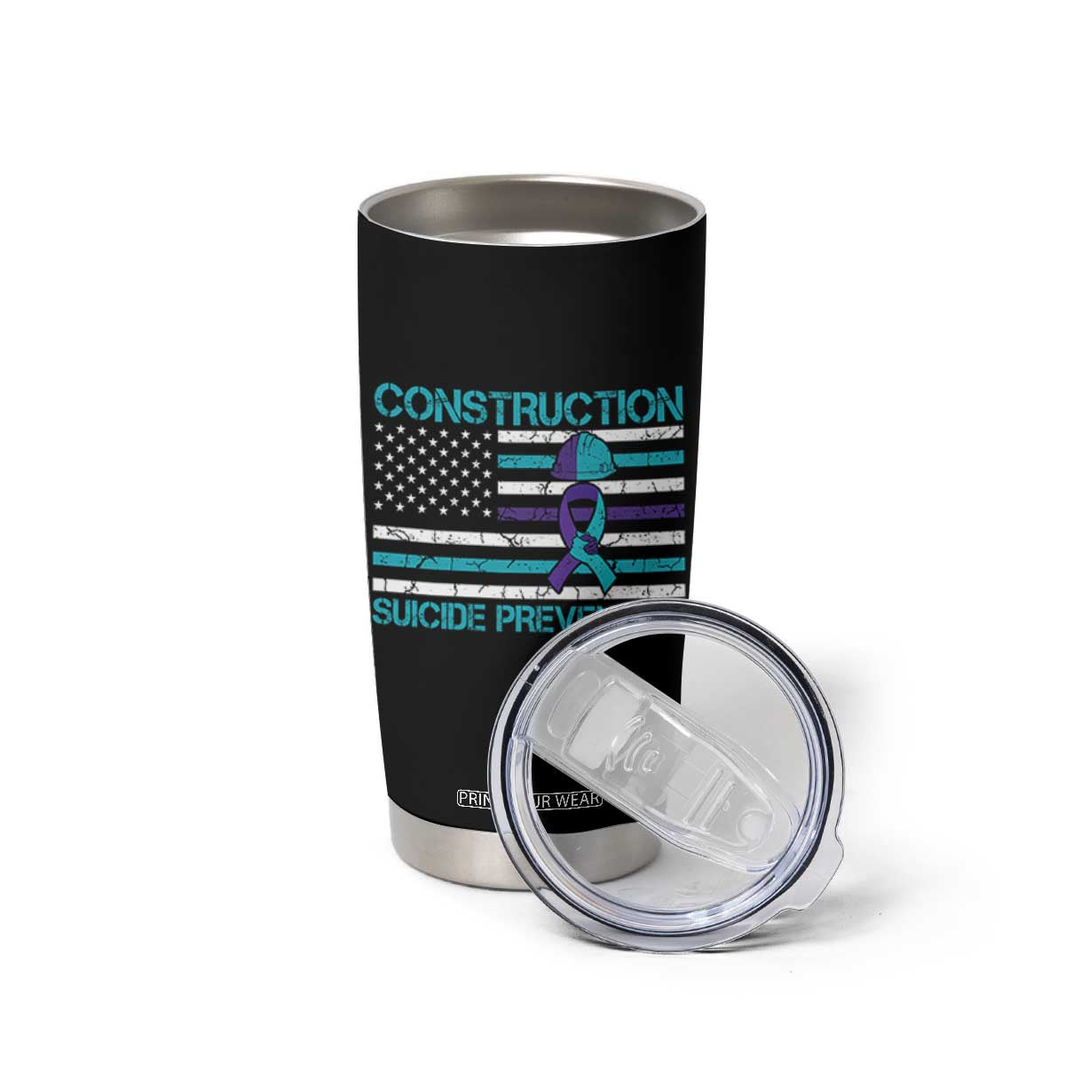 Construction Suicide Prevention Awareness Tumbler Cup Mental Health American Flag TS11 Print Your Wear
