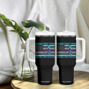 Construction Suicide Prevention Awareness Tumbler With Handle Mental Health American Flag TS11 Print Your Wear
