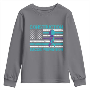 Construction Suicide Prevention Awareness Youth Sweatshirt Mental Health American Flag TS11 Charcoal Print Your Wear