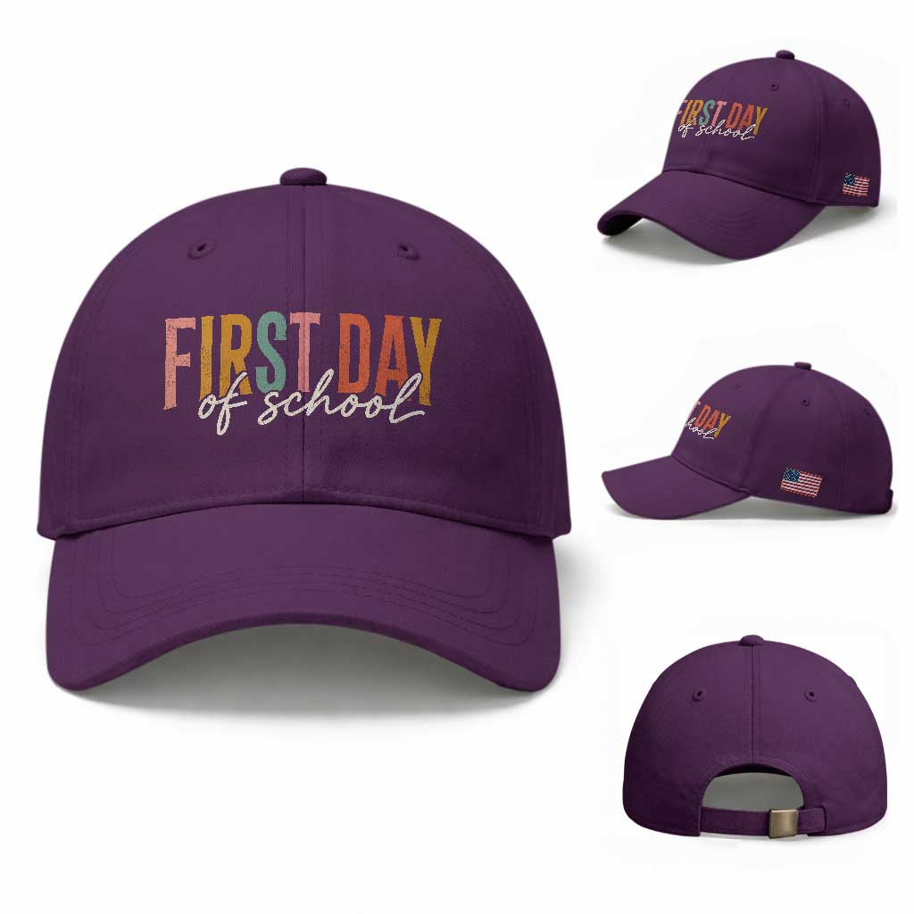 First Day of School Teacher Student Baseball Cap Funny Back to School Retro TS11 Baseball Cap Universal Fit Purple Print Your Wear