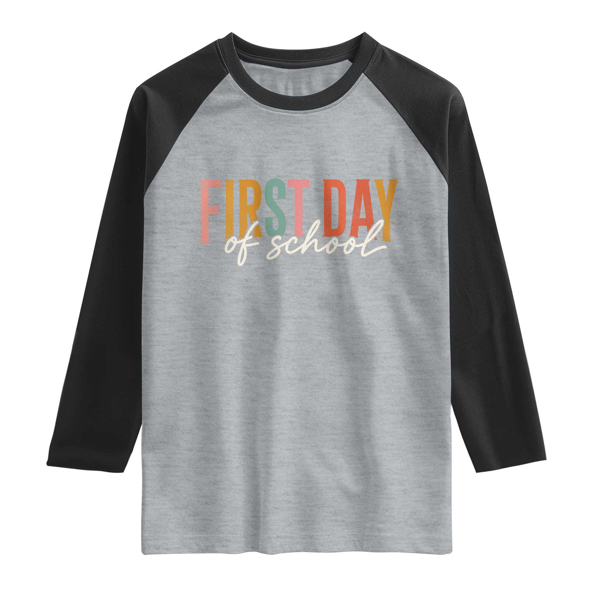 First Day of School Teacher Student Raglan Shirt Funny Back to School Retro TS11 Heather Gray Black Print Your Wear