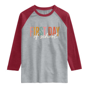 First Day of School Teacher Student Raglan Shirt Funny Back to School Retro TS11 Heather Gray Heather Red Print Your Wear