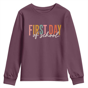 First Day of School Teacher Student Youth Sweatshirt Funny Back to School Retro TS11 Maroon Print Your Wear