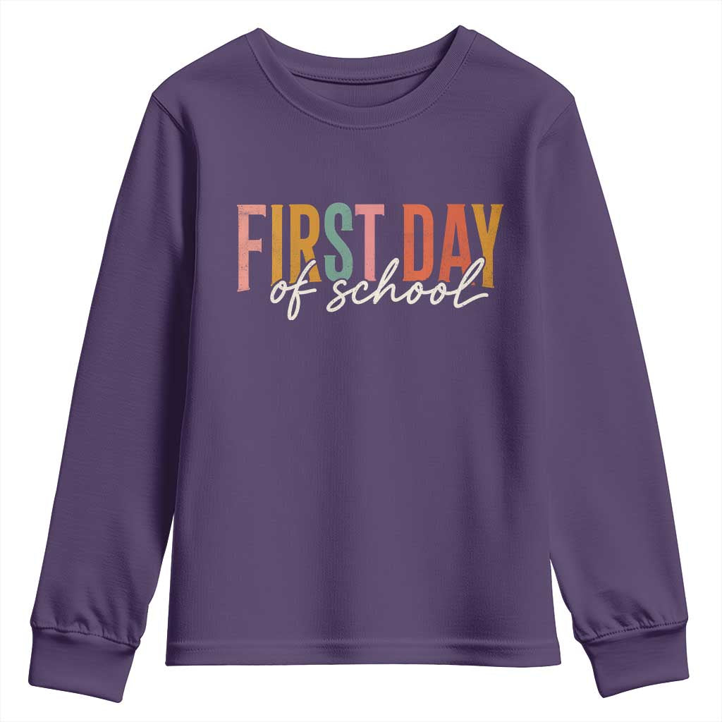 First Day of School Teacher Student Youth Sweatshirt Funny Back to School Retro TS11 Purple Print Your Wear