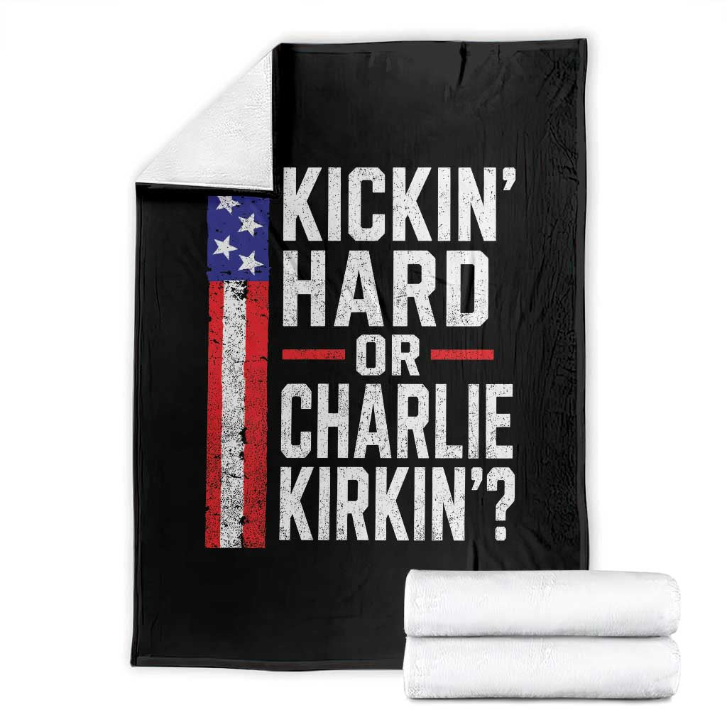 Funny Kickin Hard Or Kirkin US Political Throw Blanket Vintage American Flag TS11 Black Print Your Wear