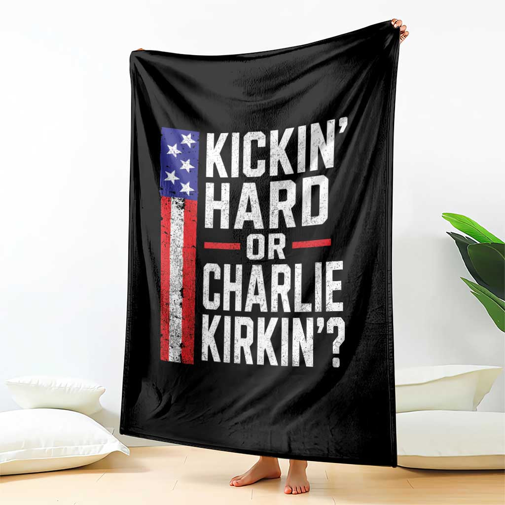 Funny Kickin Hard Or Kirkin US Political Throw Blanket Vintage American Flag TS11 Print Your Wear