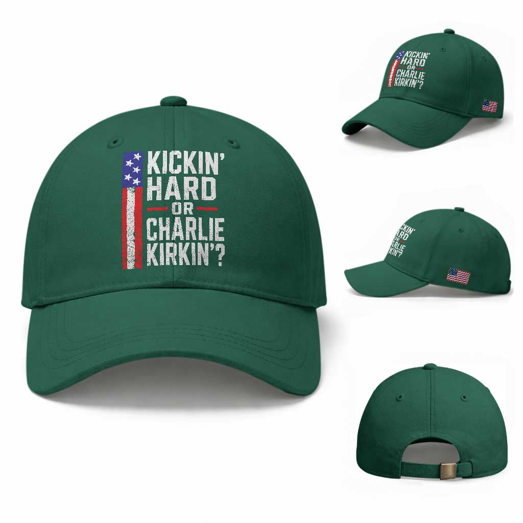 Funny Kickin Hard Or Kirkin US Political Baseball Cap Vintage American Flag TS11 Baseball Cap Universal Fit Irish Green Print Your Wear