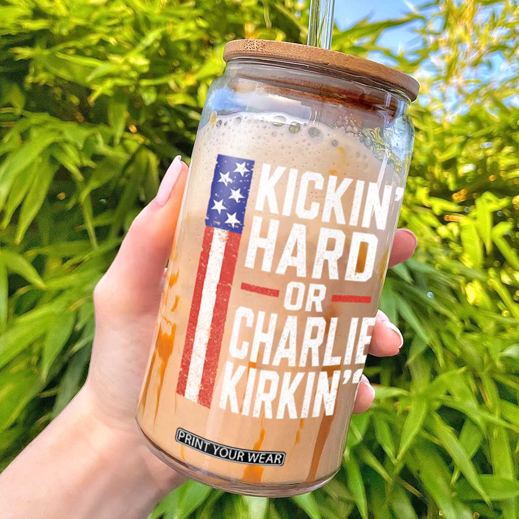 Funny Kickin Hard Or Kirkin US Political Glass Can Vintage American Flag TS11 Black Print Your Wear