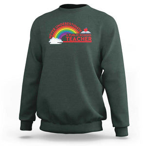 Tim Walz Sweatshirt Never Underestimate A Public School Teacher Rainbow Apple Book TS11 Dark Forest Green Print Your Wear