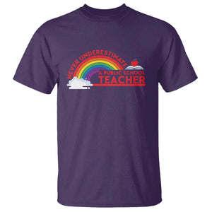 Tim Walz T Shirt Never Underestimate A Public School Teacher Rainbow Apple Book TS11 Purple Print Your Wear