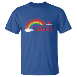 Tim Walz T Shirt Never Underestimate A Public School Teacher Rainbow Apple Book TS11 Royal Blue Print Your Wear