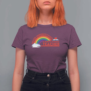 Tim Walz T Shirt For Women Never Underestimate A Public School Teacher Rainbow Apple Book TS11 Maroon Print Your Wear